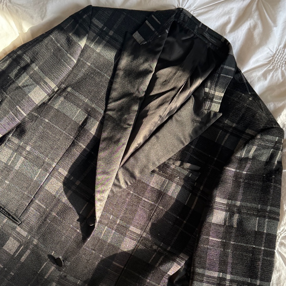 Men's Black Plaid Blazer